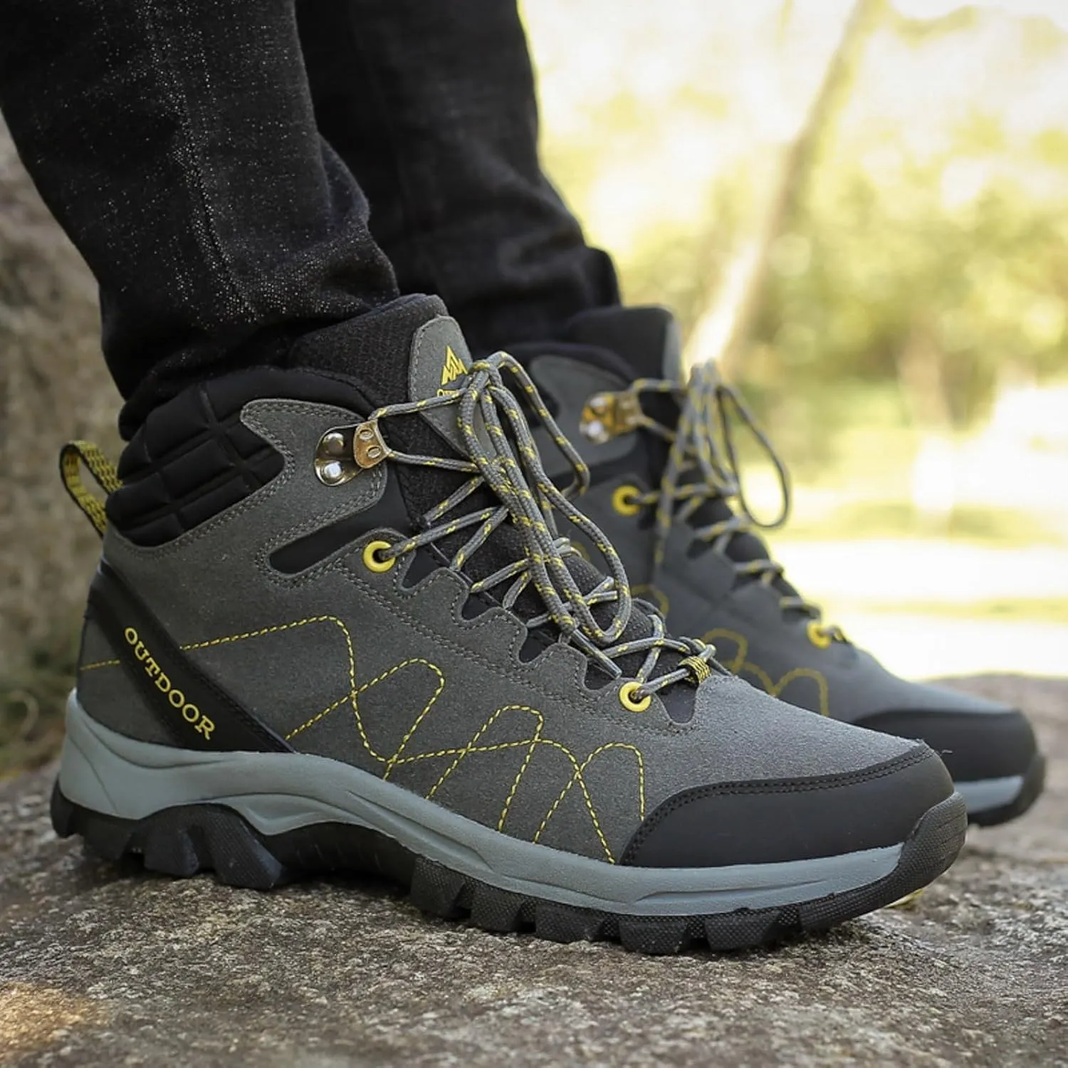 Men Shoes Couple Hiking Shoes Fashion Thick Sole Outdoor Mountaineering Sneakers Lightweight Walking Boots Men