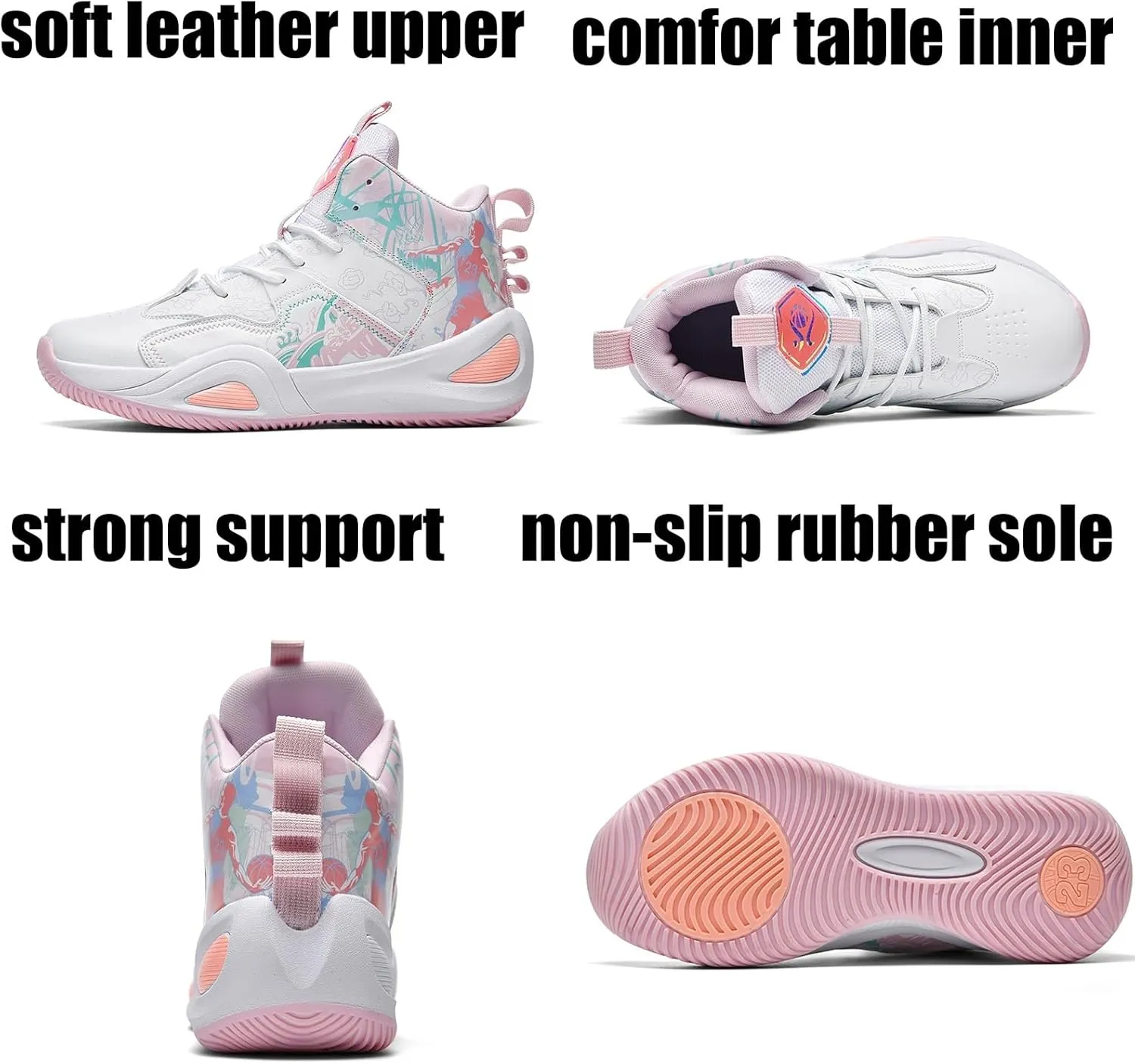 Men's Breathable Mesh Lace Up Basketball Shoes Fashion Non-Slip High-Top Sneakers Casual Gym Sports Tennis Jogging Running Walking Shoes
