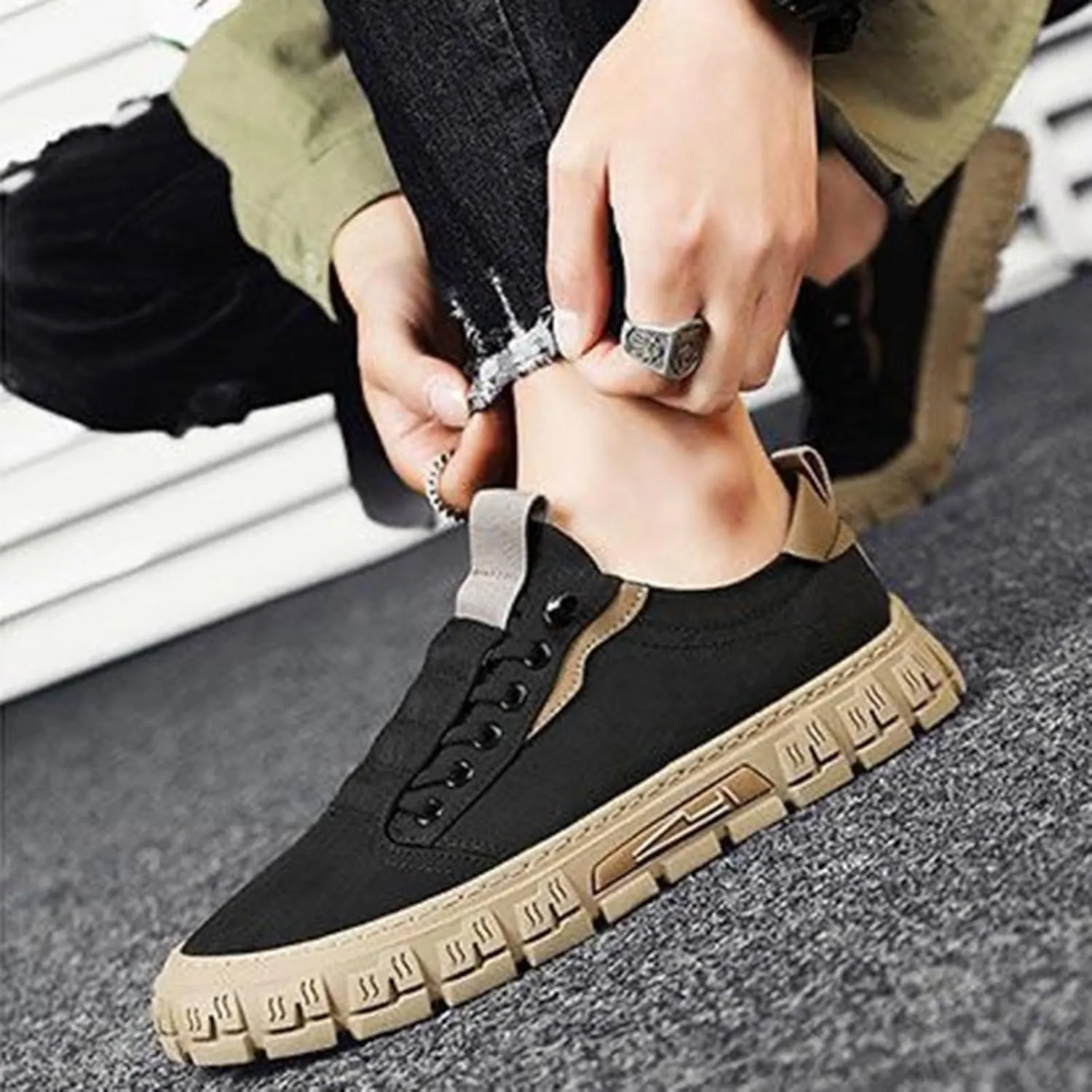 Men's Breathable Work Shoes All Casual Shoes Sports Fashion Casual Slip on Wide Shoes for Summer Autumn