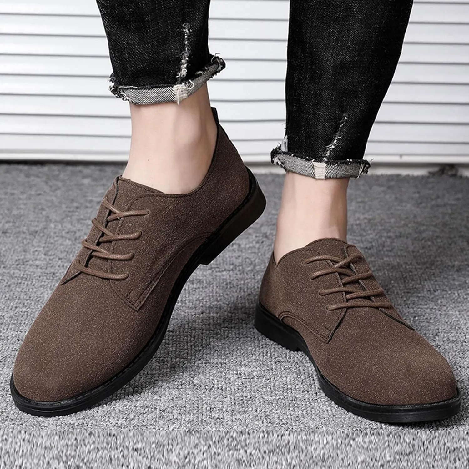 Men's Business Lace Up Dress Shoes Leisure Fashion Solid Color Breathable Comfortable Leather Low Top Leather Shoes
