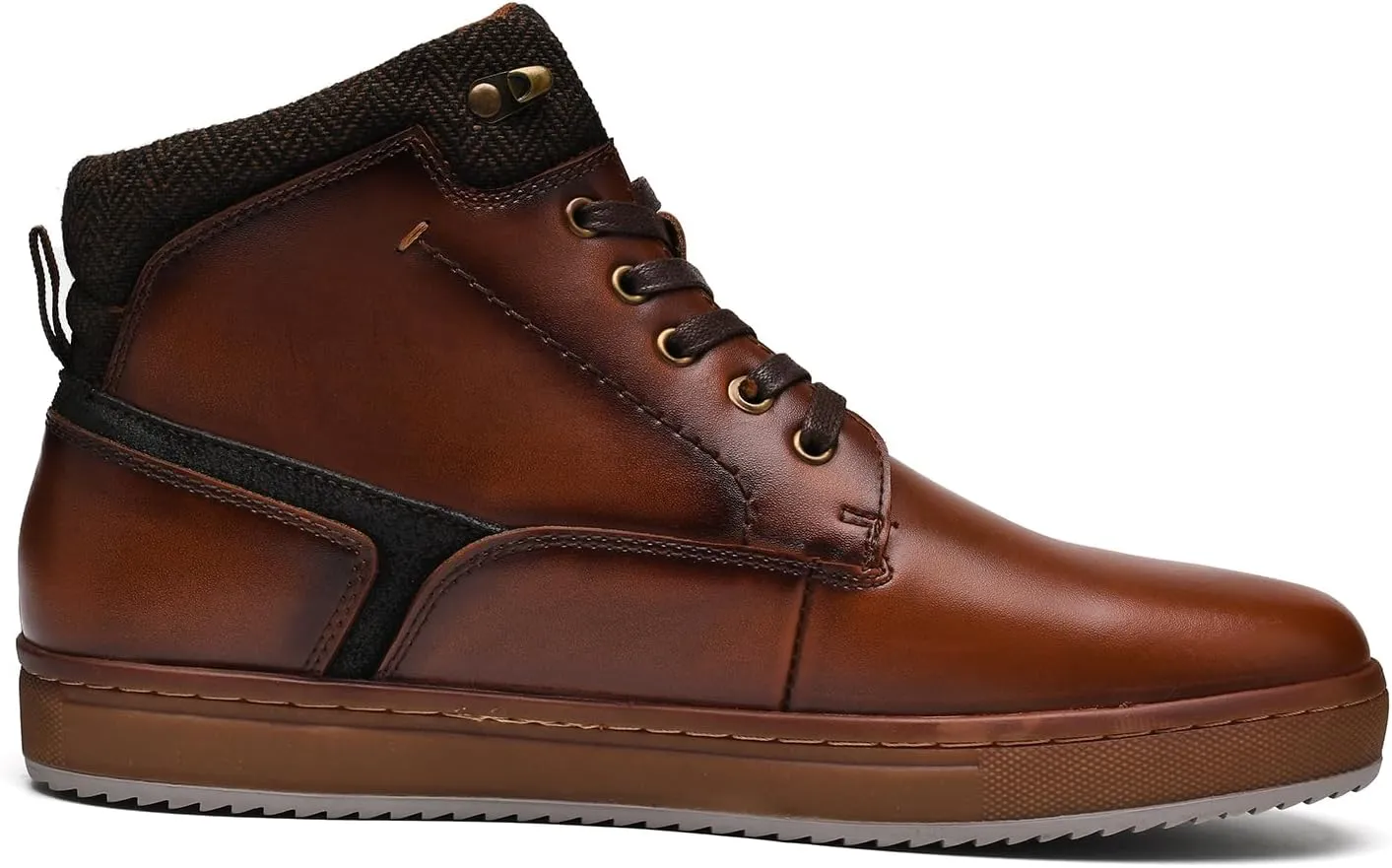 Men's Casual Sneakers Mid Top Fashion Sneaker Lightweight Leather Shoe for Outdoor Walking