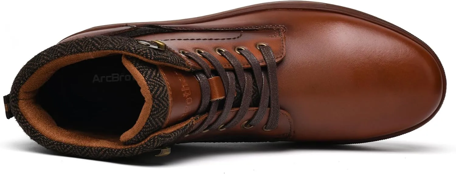 Men's Casual Sneakers Mid Top Fashion Sneaker Lightweight Leather Shoe for Outdoor Walking