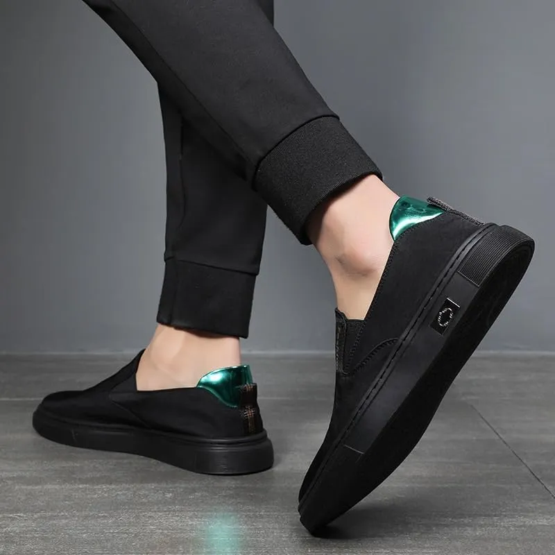 Men's Elastic Slip-On Canvas Shoes Soft Fabric Upper Lightweight Design Comfort Walking Shoes with Arch Support