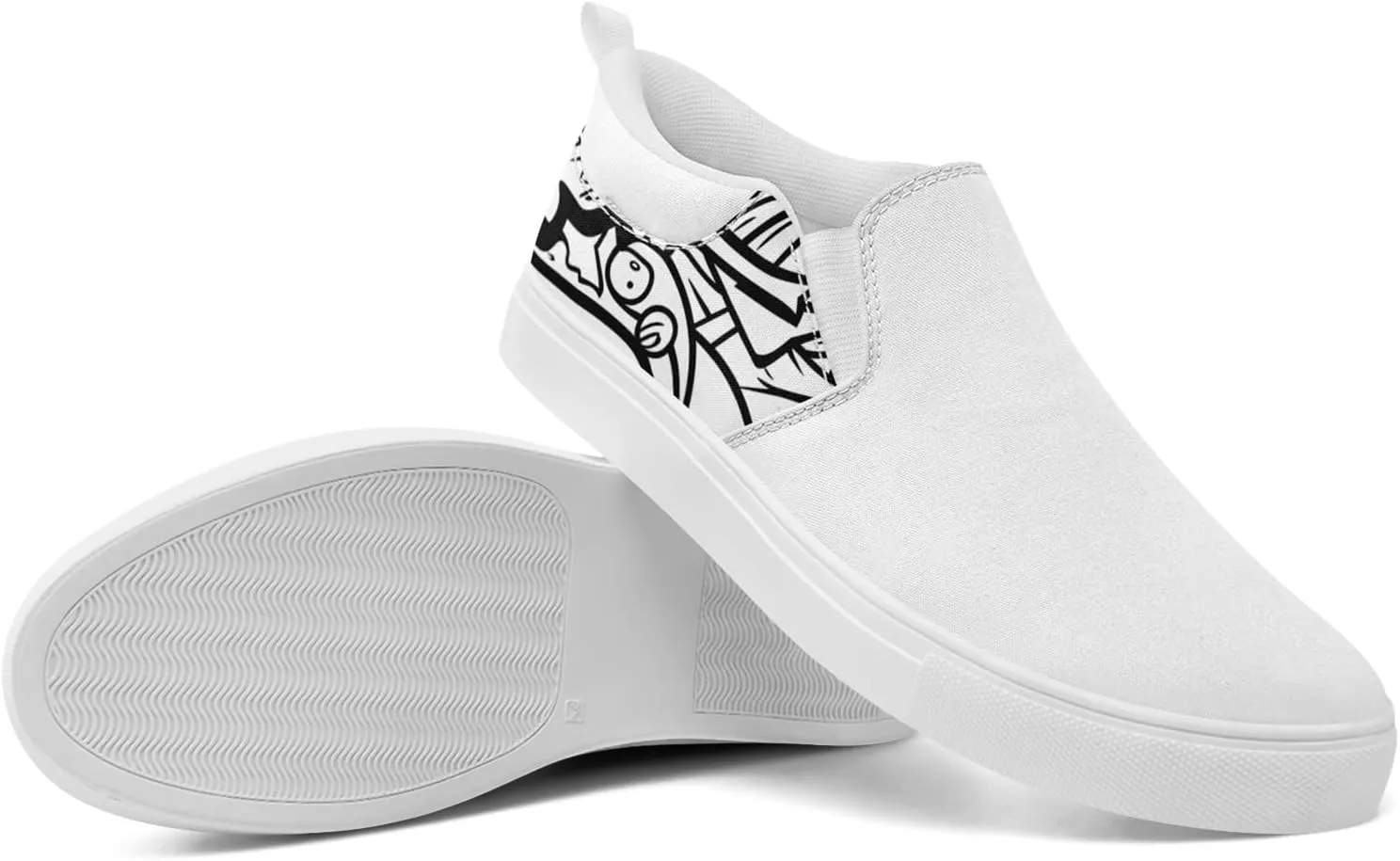 Men's Fashion Canvas Flat Shoes Women's Slip-On Easywear Breathable Lightweight Stylish Sneaker Scrawl Graphic Daily Footwear
