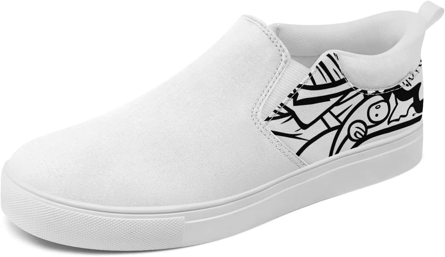 Men's Fashion Canvas Flat Shoes Women's Slip-On Easywear Breathable Lightweight Stylish Sneaker Scrawl Graphic Daily Footwear
