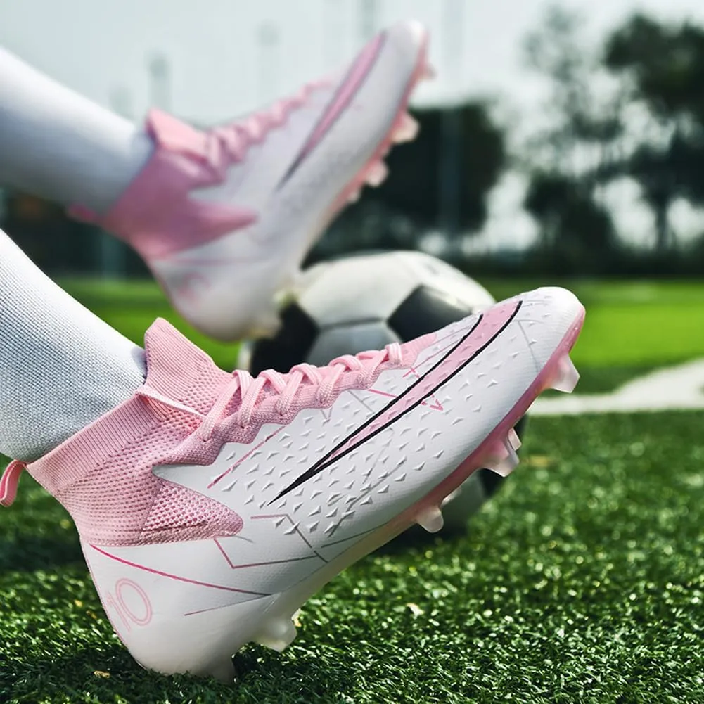 Men's High-Top Cleats Soccer for Football Training - Lightweight Turf Shoes for School - Futsal Shoes for Soccer Game