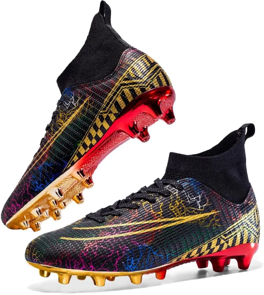 Mens High-Top Soccer Cleats for Training: Breathable Soccer Boots for Professional - Non Slip Football Shoes for Youth