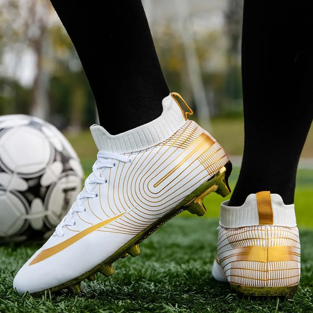Mens High-Top Soccer Cleats for Training: Breathable Soccer Boots for Professional - Non Slip Football Shoes for Youth