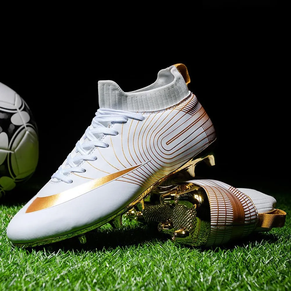 Mens High-Top Soccer Cleats for Training: Breathable Soccer Boots for Professional - Non Slip Football Shoes for Youth
