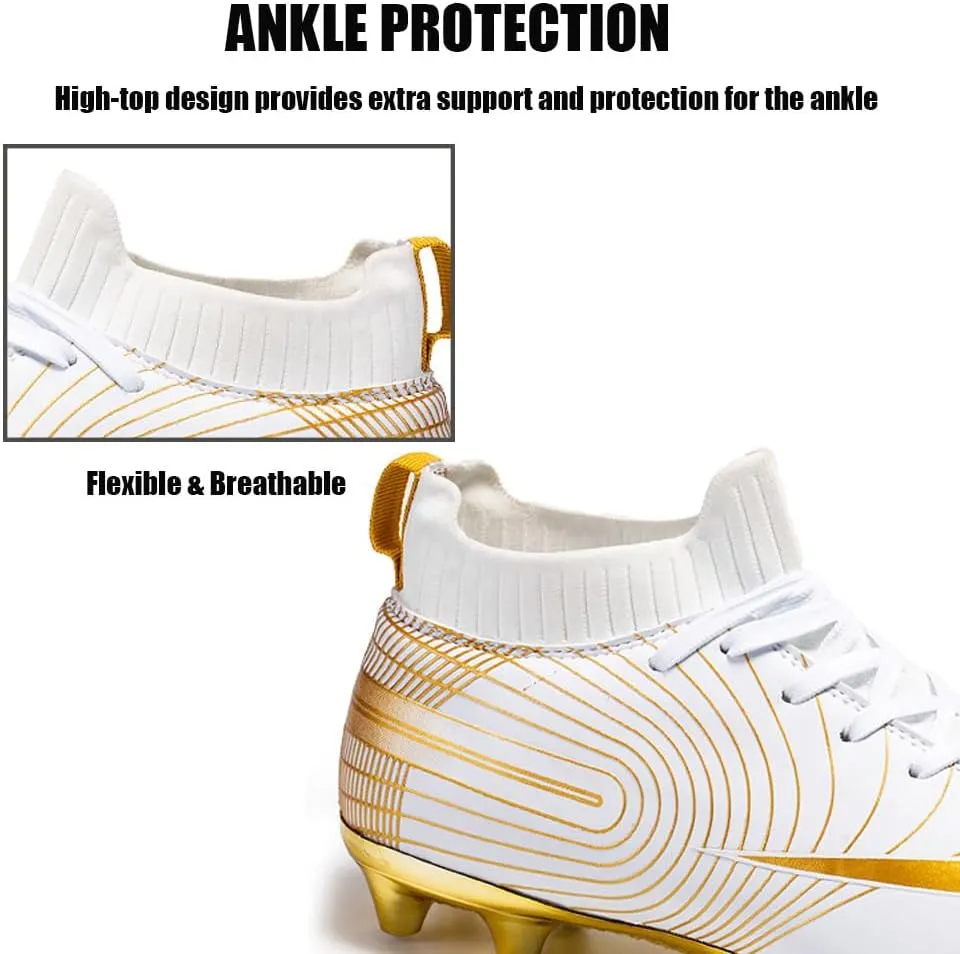 Mens High-Top Soccer Cleats for Training: Breathable Soccer Boots for Professional - Non Slip Football Shoes for Youth