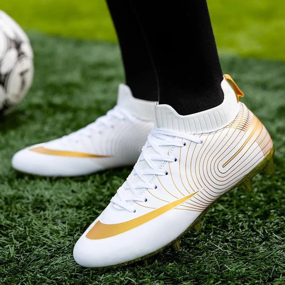Mens High-Top Soccer Cleats for Training: Breathable Soccer Boots for Professional - Non Slip Football Shoes for Youth
