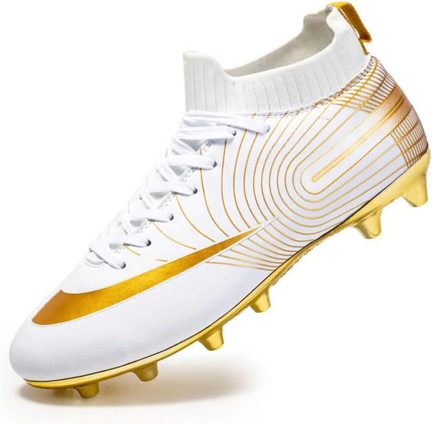 Mens High-Top Soccer Cleats for Training: Breathable Soccer Boots for Professional - Non Slip Football Shoes for Youth