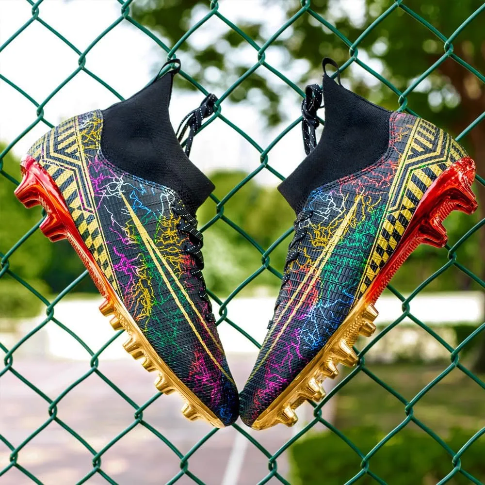 Mens High-Top Soccer Cleats for Training: Breathable Soccer Boots for Professional - Non Slip Football Shoes for Youth