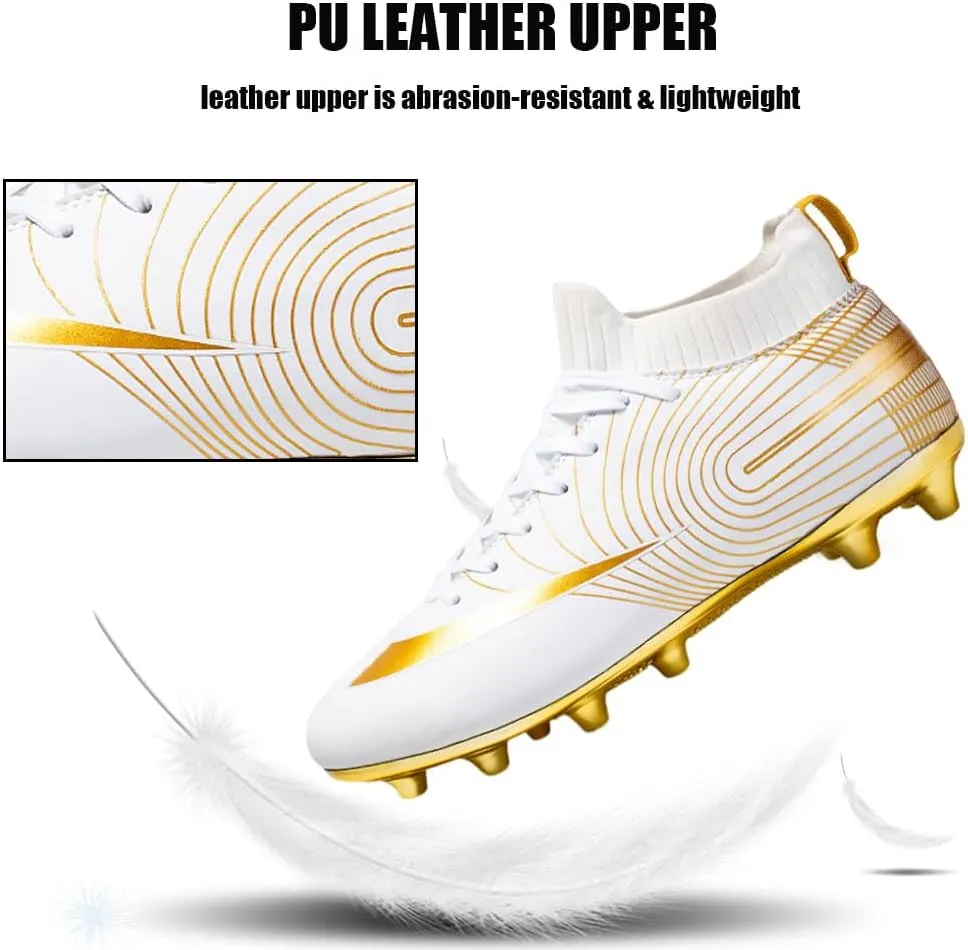 Mens High-Top Soccer Cleats for Training: Breathable Soccer Boots for Professional - Non Slip Football Shoes for Youth