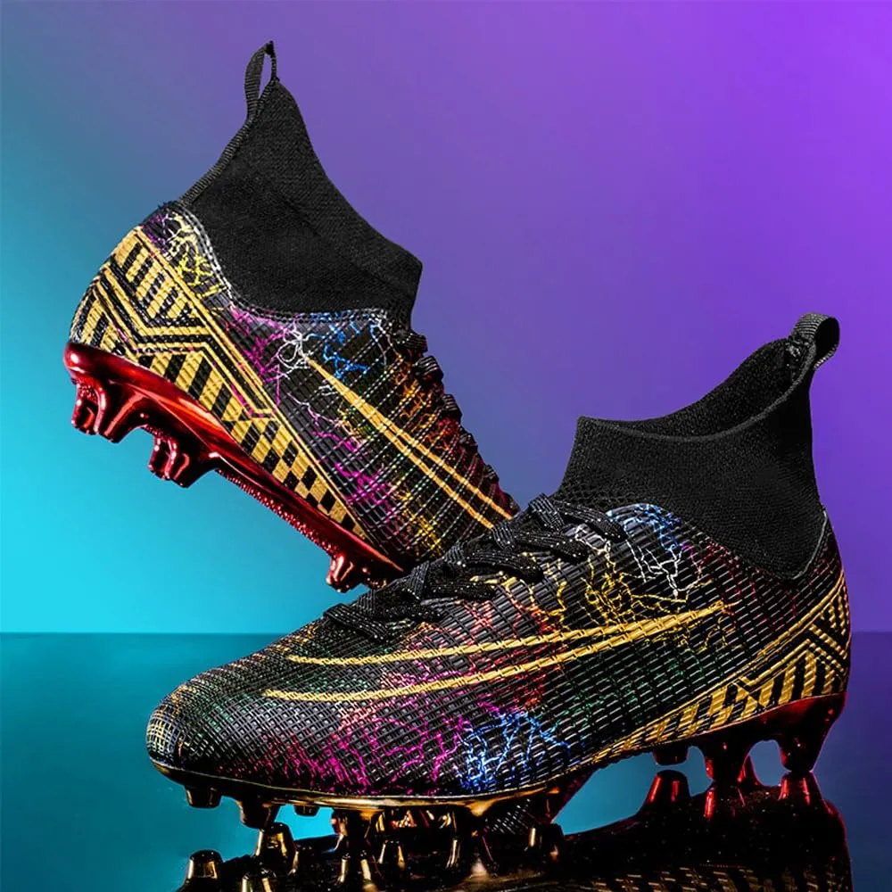 Mens High-Top Soccer Cleats for Training: Breathable Soccer Boots for Professional - Non Slip Football Shoes for Youth