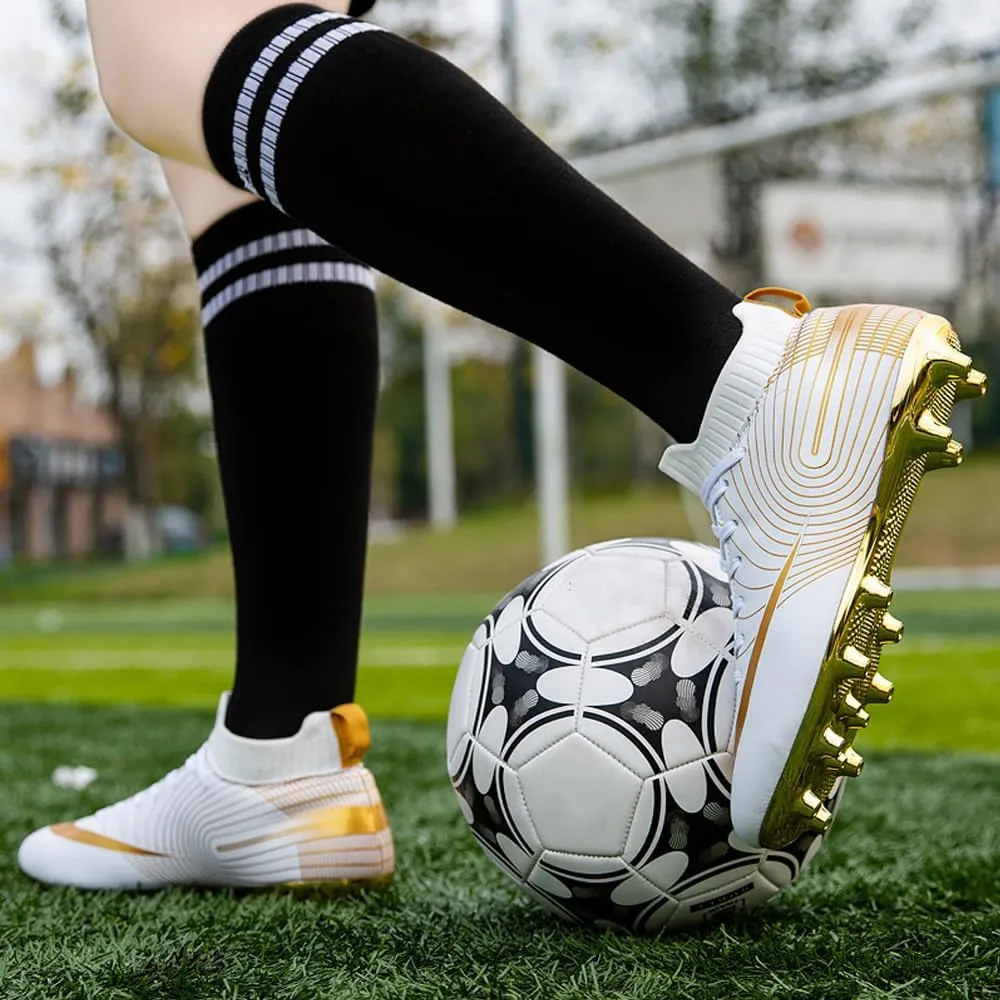Mens High-Top Soccer Cleats for Training: Breathable Soccer Boots for Professional - Non Slip Football Shoes for Youth