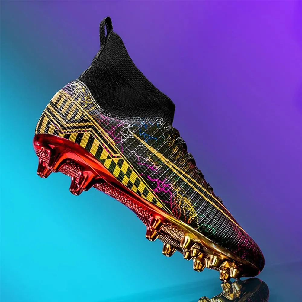 Mens High-Top Soccer Cleats for Training: Breathable Soccer Boots for Professional - Non Slip Football Shoes for Youth