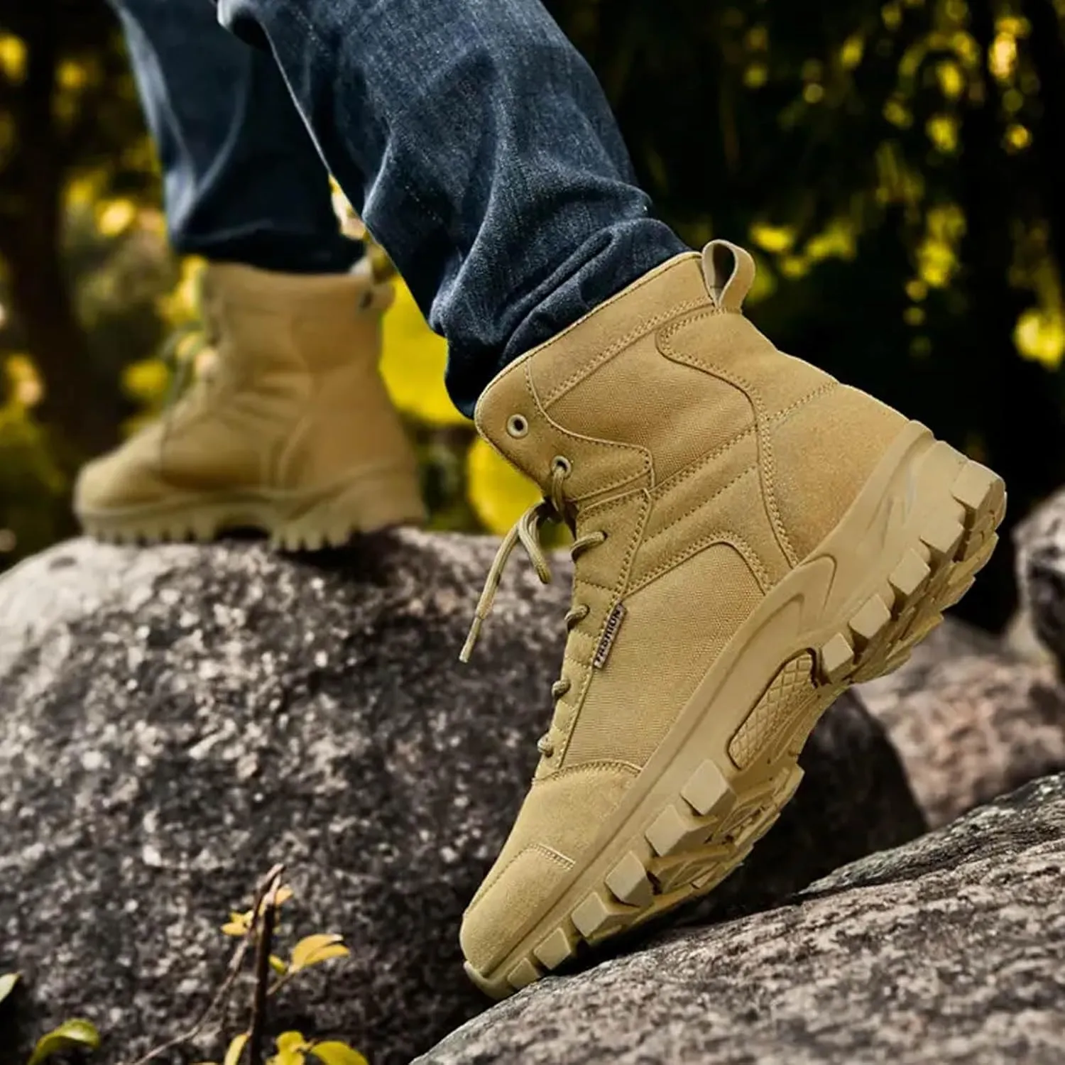 Men's Hiking Boots 6 Inches Tactical Work Boot Lightweight Suede Leather Military Combat Motorcycle Boots