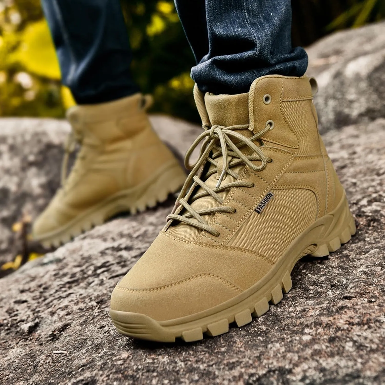 Men's Hiking Boots 6 Inches Tactical Work Boot Lightweight Suede Leather Military Combat Motorcycle Boots