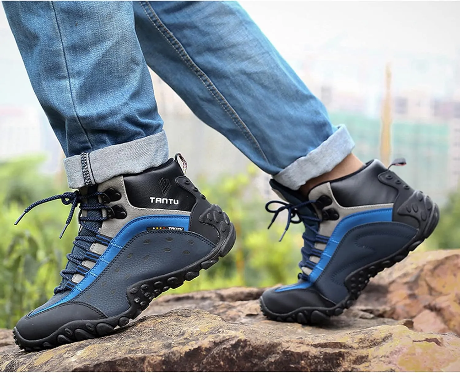 Mens Hiking Boots Walking Shoes Trekking Trail Running Outdoor High Rise Lace-Up Anti-Slip Backpacking Camping Shoe