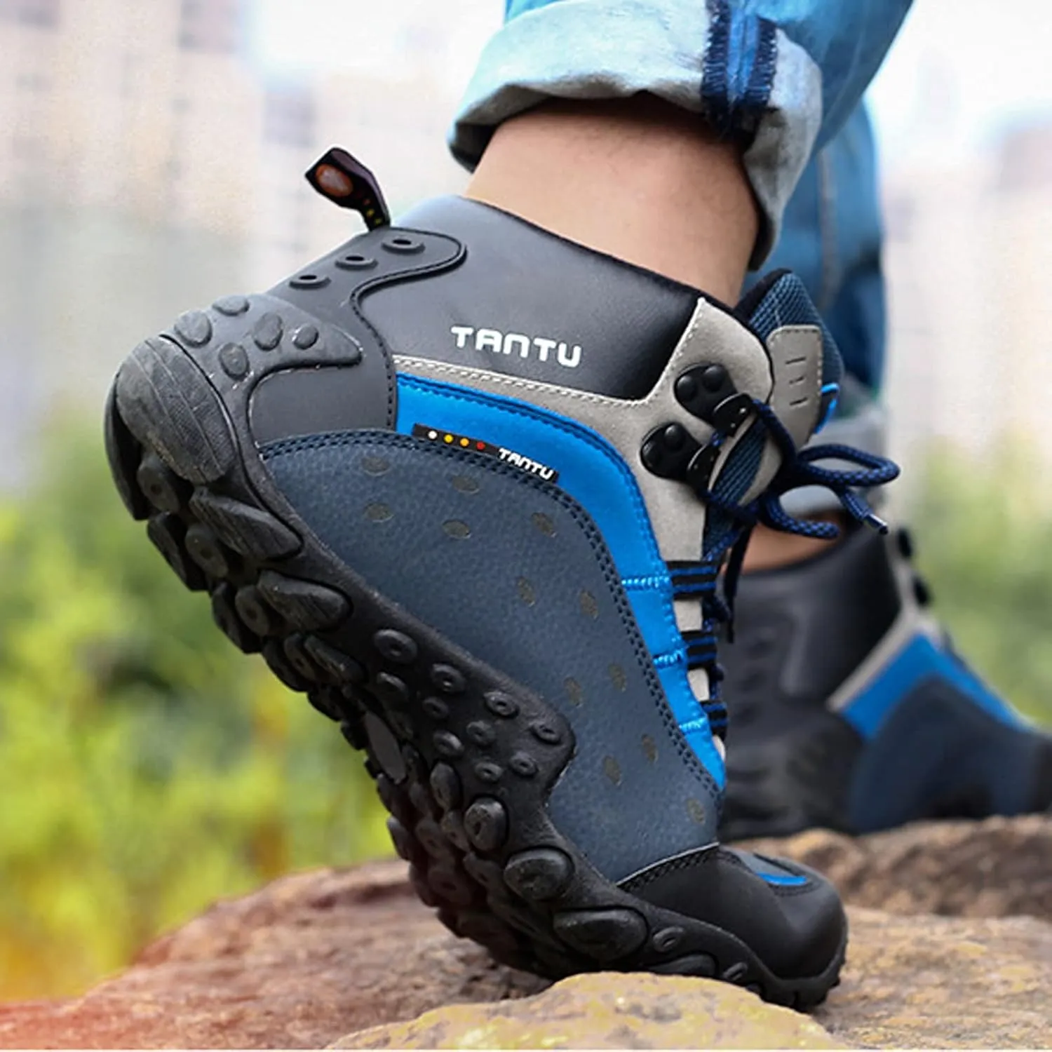Mens Hiking Boots Walking Shoes Trekking Trail Running Outdoor High Rise Lace-Up Anti-Slip Backpacking Camping Shoe