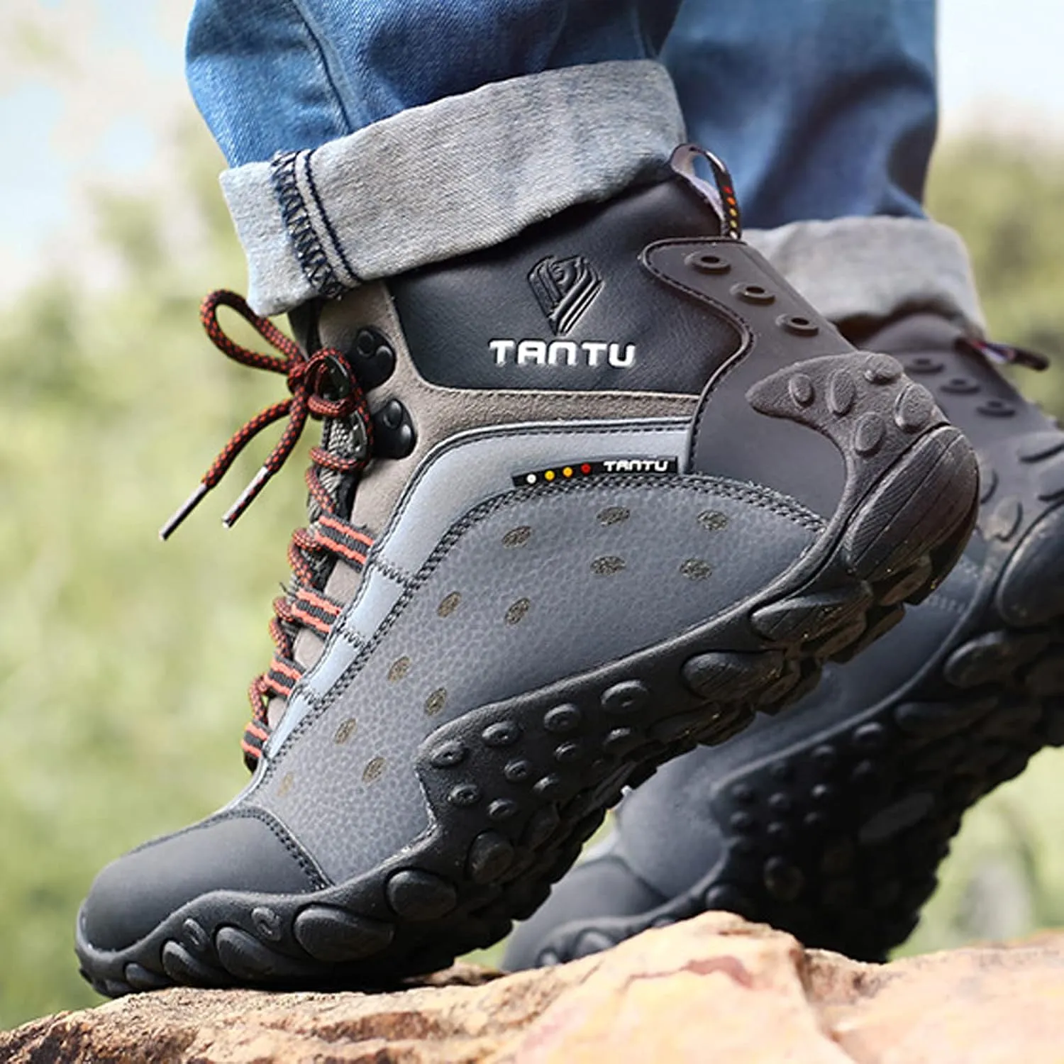Mens Hiking Boots Walking Shoes Trekking Trail Running Outdoor High Rise Lace-Up Anti-Slip Backpacking Camping Shoe