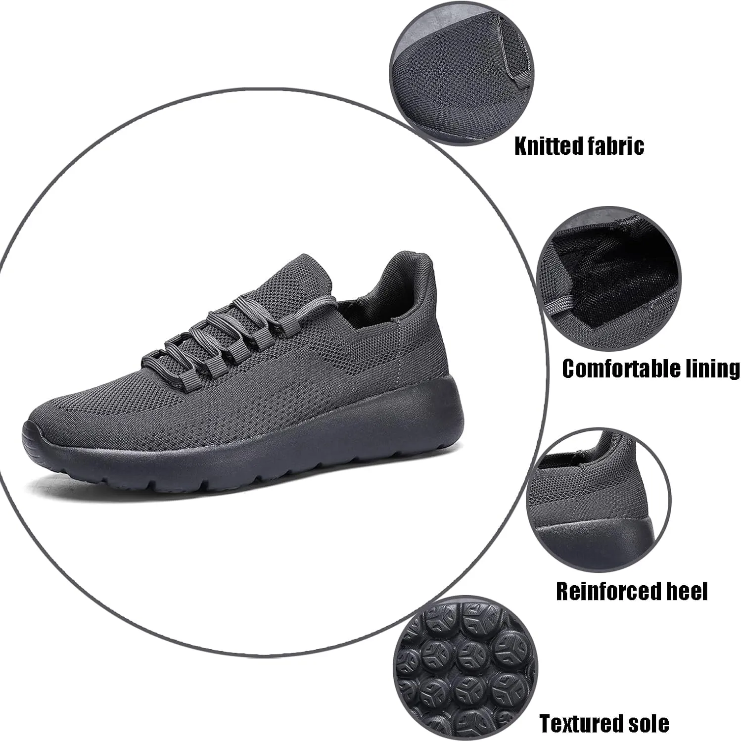 Men's Knit Lace Up Running Shoes Breathable Mesh Slip on Tennis Trainers Sneakers Lightweight Driving Walking Casual Shoes