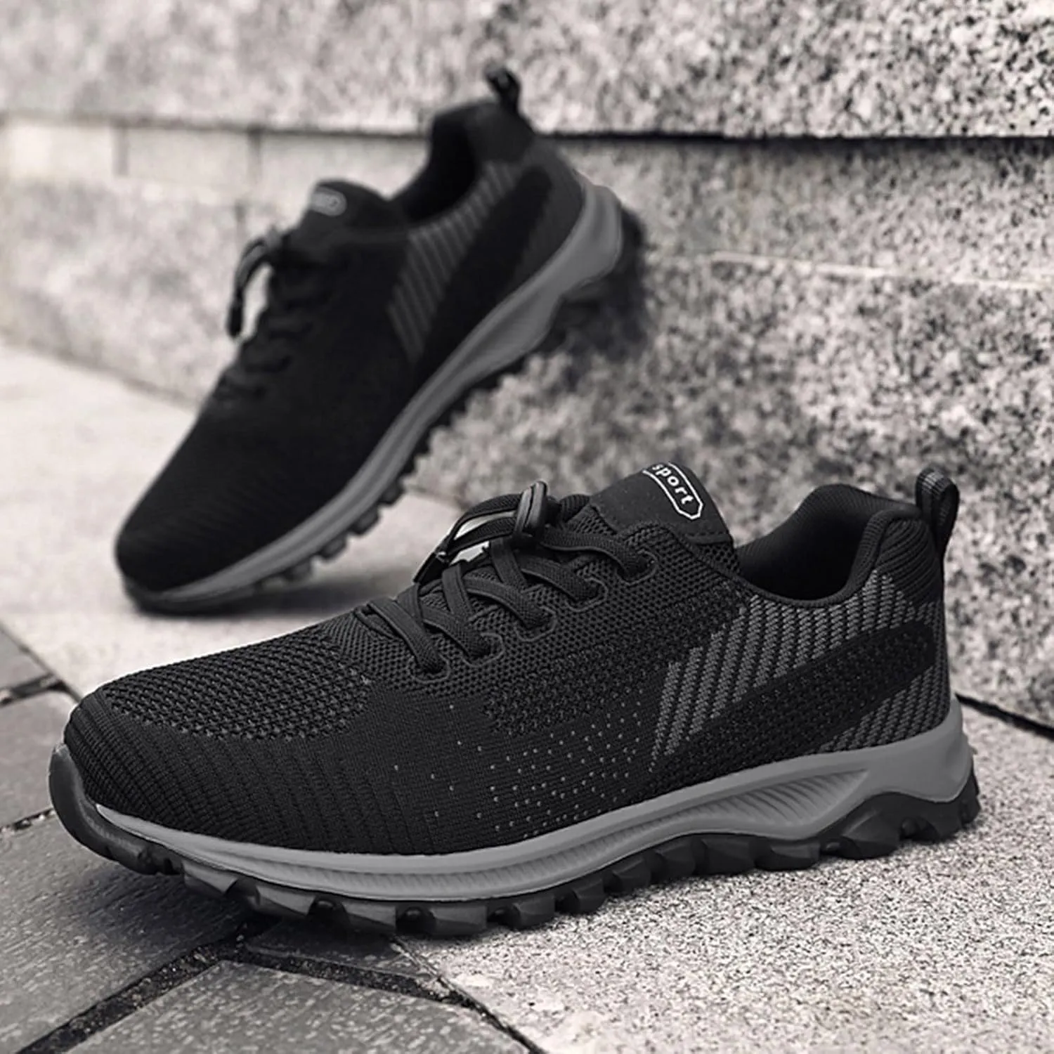 Men's Lace Up Memory Foam Sneakers Comfortable Breathable Lightweight Tennis Shoe Athletic Gym Tennis Sneakers