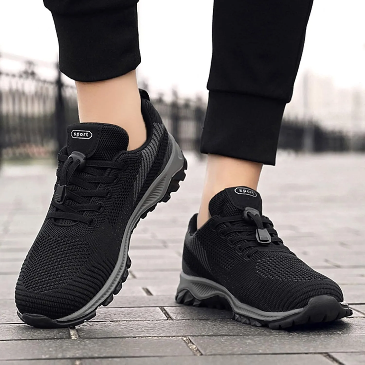 Men's Lace Up Memory Foam Sneakers Comfortable Breathable Lightweight Tennis Shoe Athletic Gym Tennis Sneakers