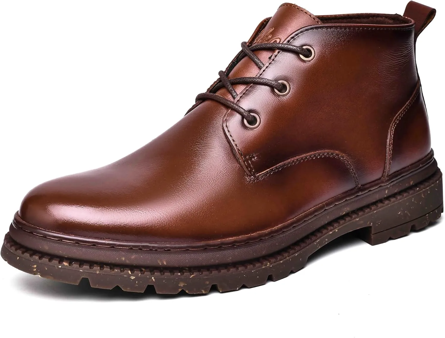 Mens Leather Oxford Dress Boots - Casual Chukka Ankle Boot Mid-Top Boots for Men