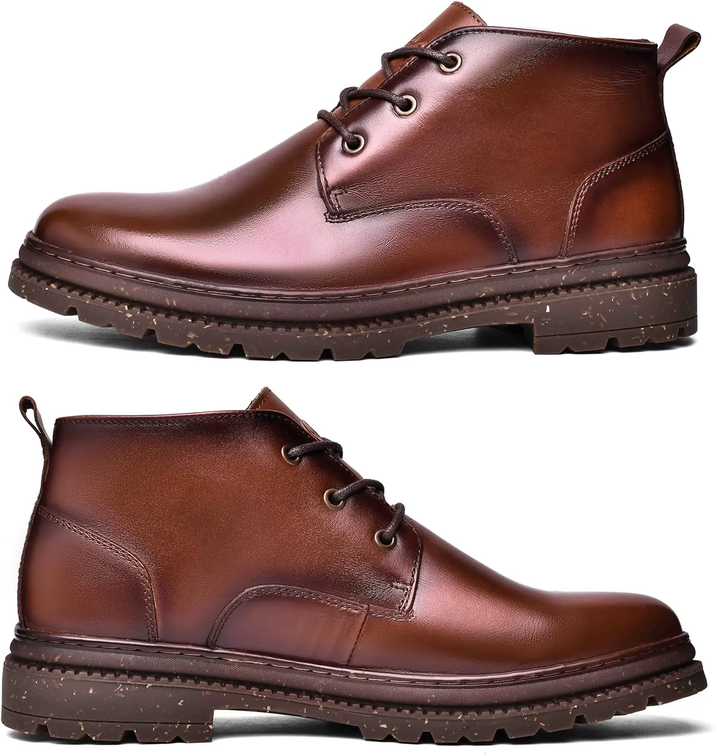 Mens Leather Oxford Dress Boots - Casual Chukka Ankle Boot Mid-Top Boots for Men
