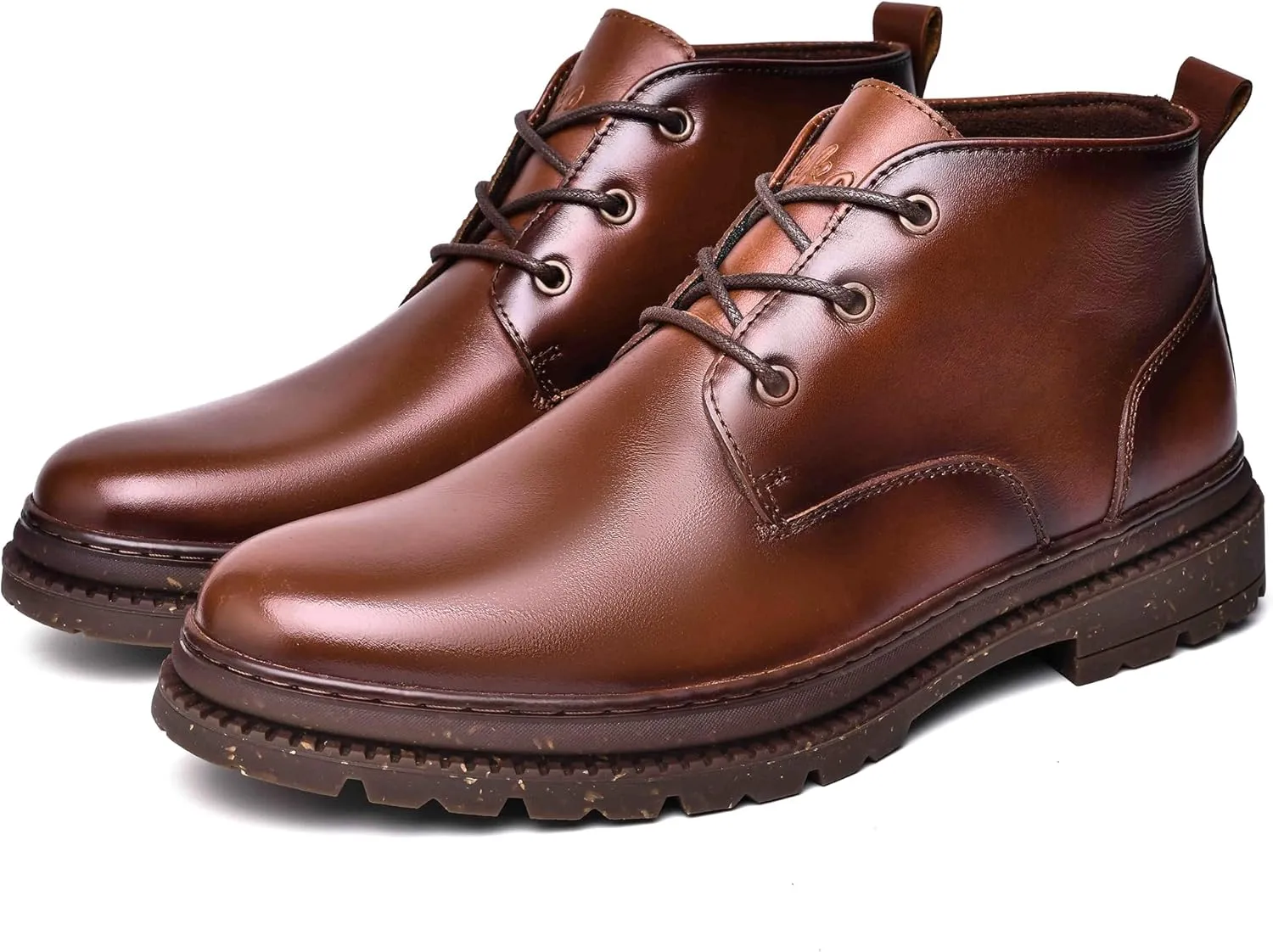 Mens Leather Oxford Dress Boots - Casual Chukka Ankle Boot Mid-Top Boots for Men