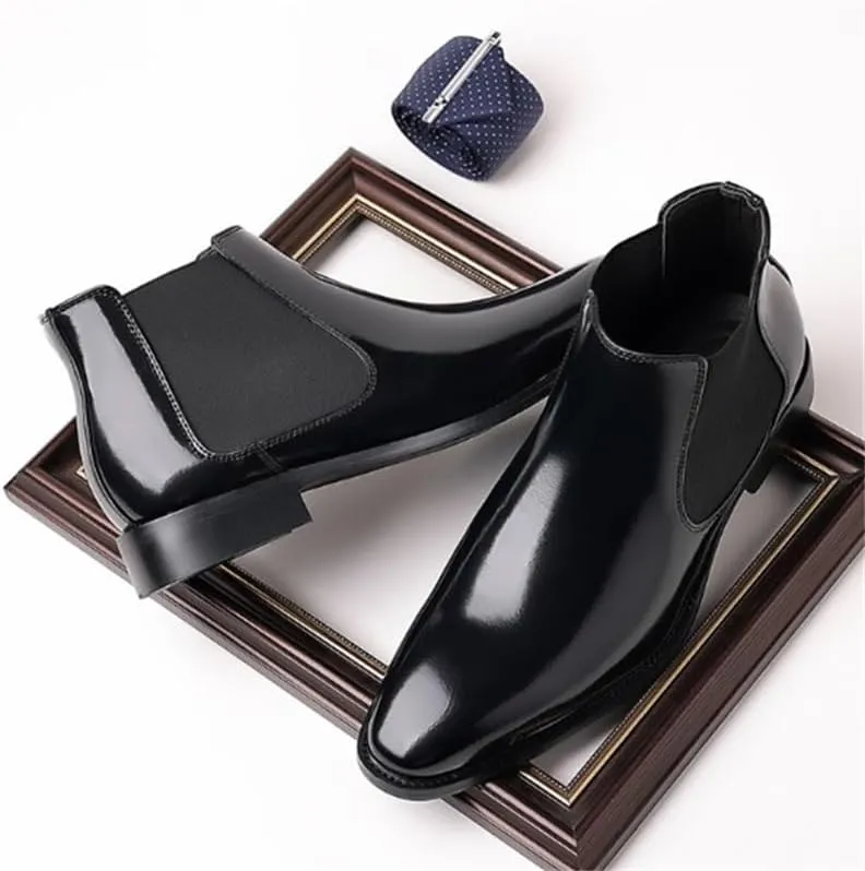 Men's Leather Shoes Business Casual Shoes Formal Shoes Slip-on Mid-top Work Boots(D,10)