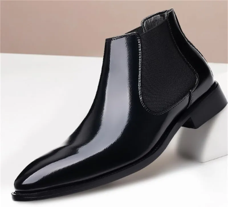 Men's Leather Shoes Business Casual Shoes Formal Shoes Slip-on Mid-top Work Boots(D,10)