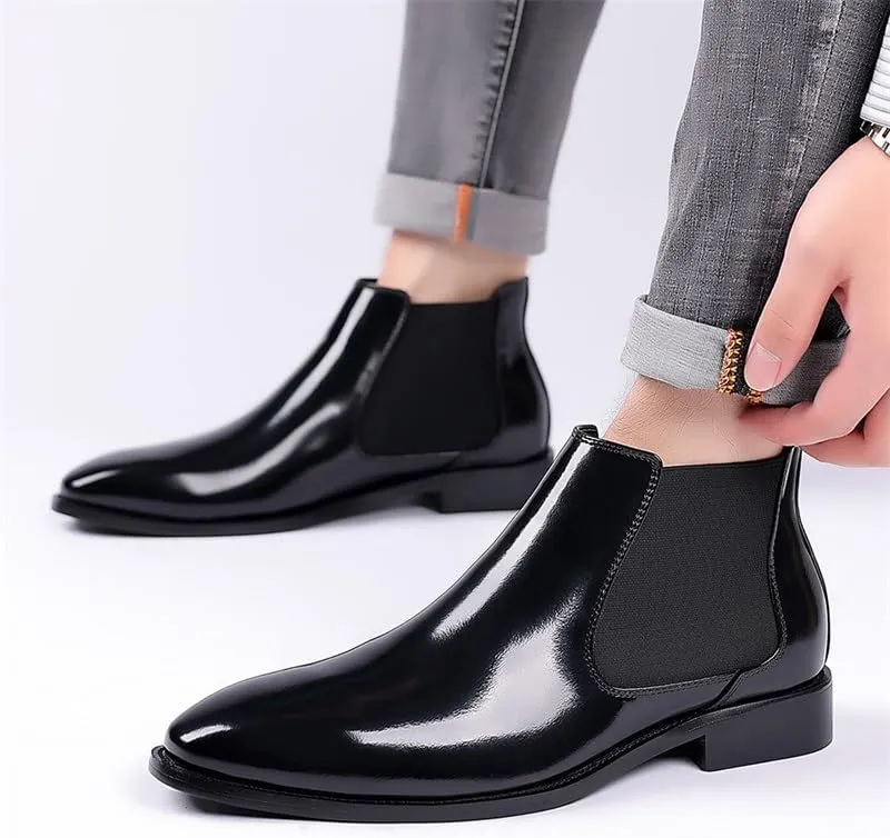 Men's Leather Shoes Business Casual Shoes Formal Shoes Slip-on Mid-top Work Boots(D,10)