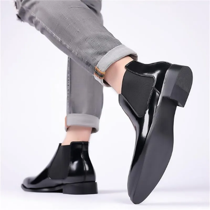 Men's Leather Shoes Business Casual Shoes Formal Shoes Slip-on Mid-top Work Boots(D,10)