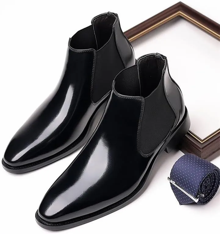 Men's Leather Shoes Business Casual Shoes Formal Shoes Slip-on Mid-top Work Boots(D,10)