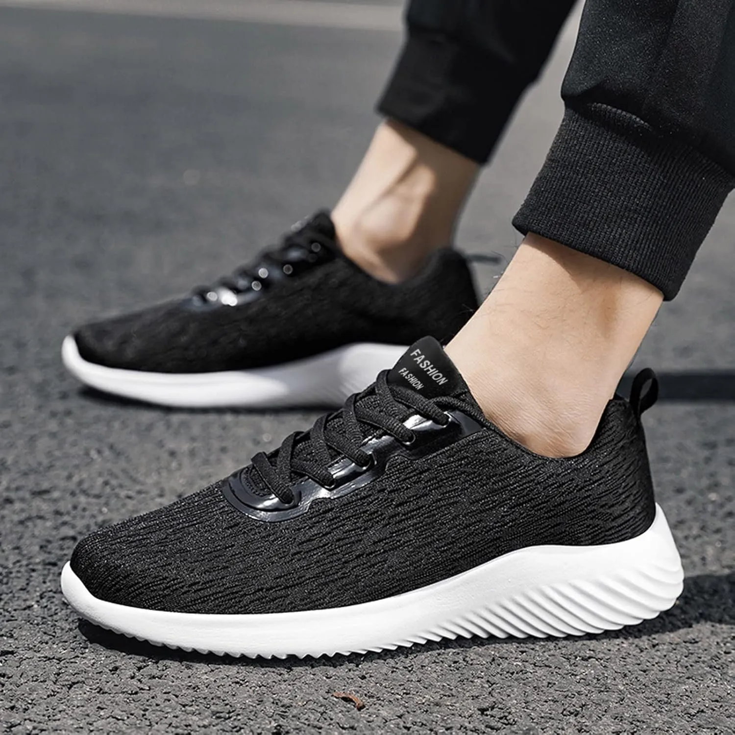 Men's Lightweight Cushion Sneakers Breathable Casual Comfortable Walking Sneaker Arch Support Plantar Fasciitis