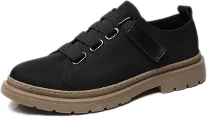 Men’s Low Top Lug Sole Lace Up Canvas Oxfords with Hook Loop Causal Comfortable Platform Anti-Slip Breathe Walking Sneakers for Daily Walk Work Driving