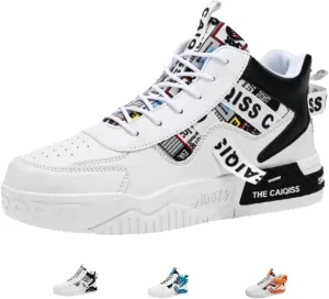 Mens Mid Top Sneakers - Skate Shoes for Men, Fashion Casual Skateboarding Sneakers, Walking Hundred Thick Bottom Shoes