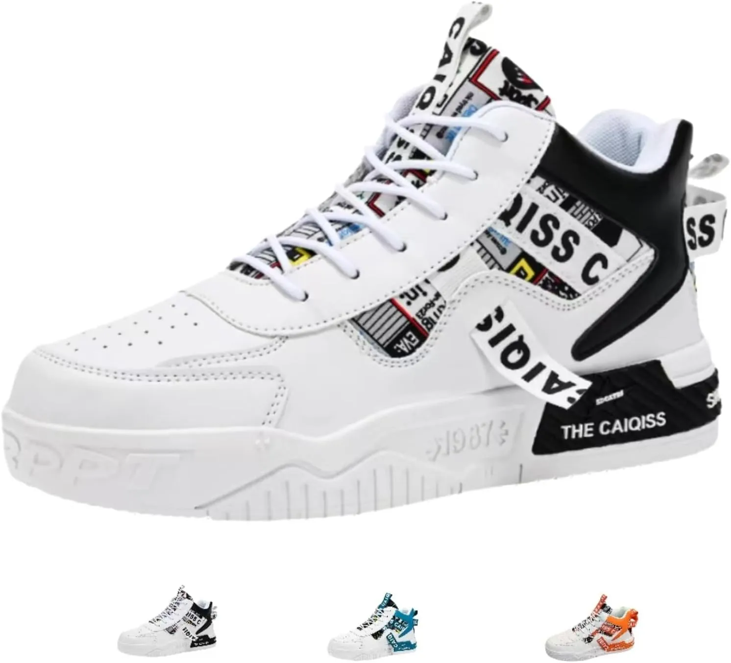 Mens Mid Top Sneakers - Skate Shoes for Men, Fashion Casual Skateboarding Sneakers, Walking Hundred Thick Bottom Shoes