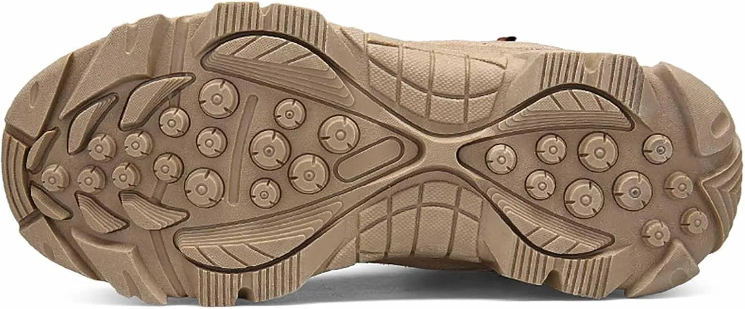 Men's Military Tactical Boots, Durable Suede Leather Military Work Boots, Side Zipper Desert Boots, Lightweight Outdoor Hiking Backpacking Boots, Anti-slip Jungle Boots For Men
