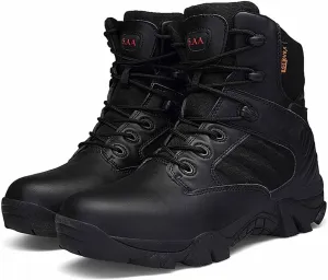 Men's Military Tactical Boots, Durable Suede Leather Military Work Boots, Side Zipper Desert Boots, Lightweight Outdoor Hiking Backpacking Boots, Anti-slip Jungle Boots For Men