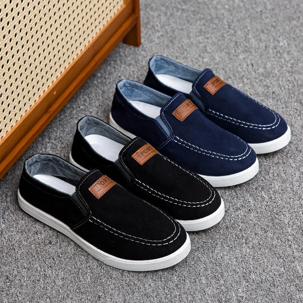 Men's Slip-on Loafers Casual Canvas Shoes Fashion Boat Shoes Casual Shoes Comfortable Lightweight Walking