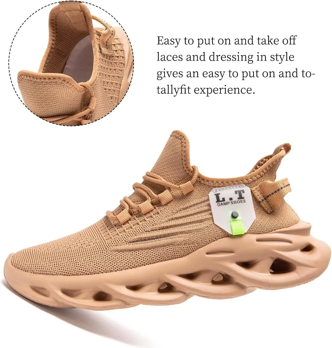 Mens Slip On Running Shoes Athletic Walking Trainers Non Slip Lightweight Breathable Mesh Tennis Comfortable Fashion Sneakers