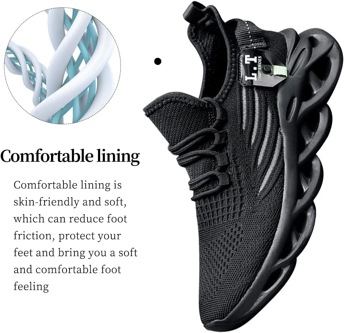 Mens Slip On Running Shoes Athletic Walking Trainers Non Slip Lightweight Breathable Mesh Tennis Comfortable Fashion Sneakers