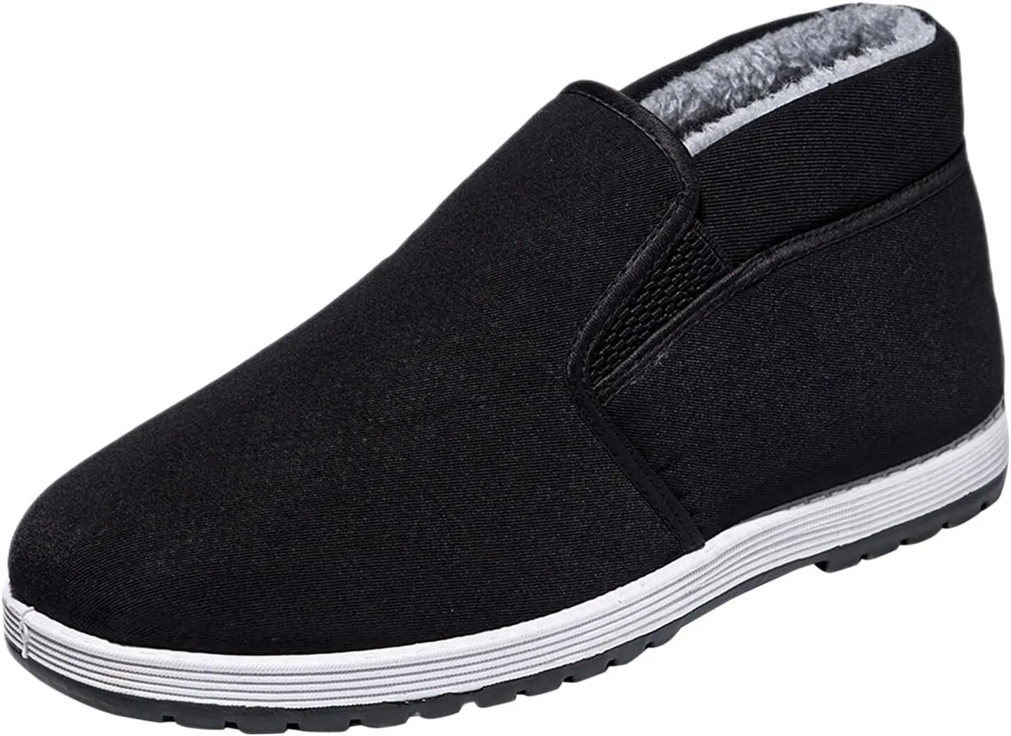 Mens Snow Boots Waterproof Fuzzy Furry Lined Winter Loafers Cold Weather Anti-Slip Ankle Boots Slip on Athletic Hiking Walking Shoes Sneakers