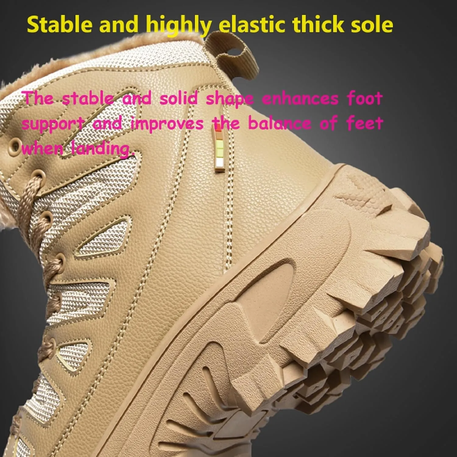 Mens Snow Boots Waterproof Warm Wool Lining Winter Hiking Boots,Non-Slip Outdoor Comfort Warm Work Boots Hiker Trekking Trail