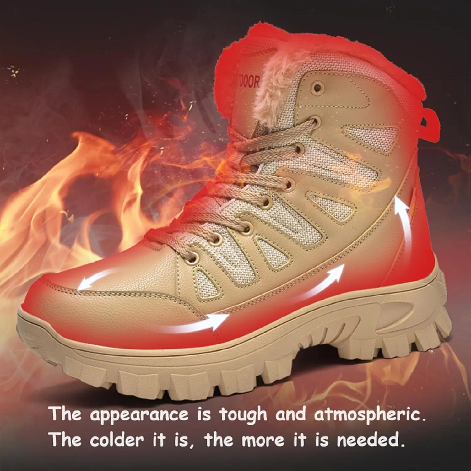 Mens Snow Boots Waterproof Warm Wool Lining Winter Hiking Boots,Non-Slip Outdoor Comfort Warm Work Boots Hiker Trekking Trail