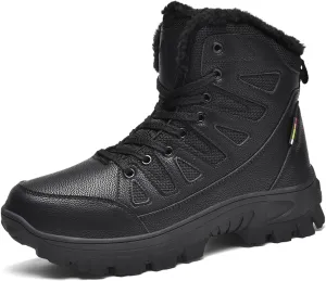 Mens Snow Boots Waterproof Warm Wool Lining Winter Hiking Boots,Non-Slip Outdoor Comfort Warm Work Boots Hiker Trekking Trail